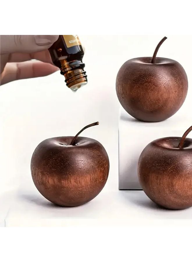 2 Pcs Natural Sapele Wood Apple Shape Essential Oil Diffuser For Home And Car - Image 1